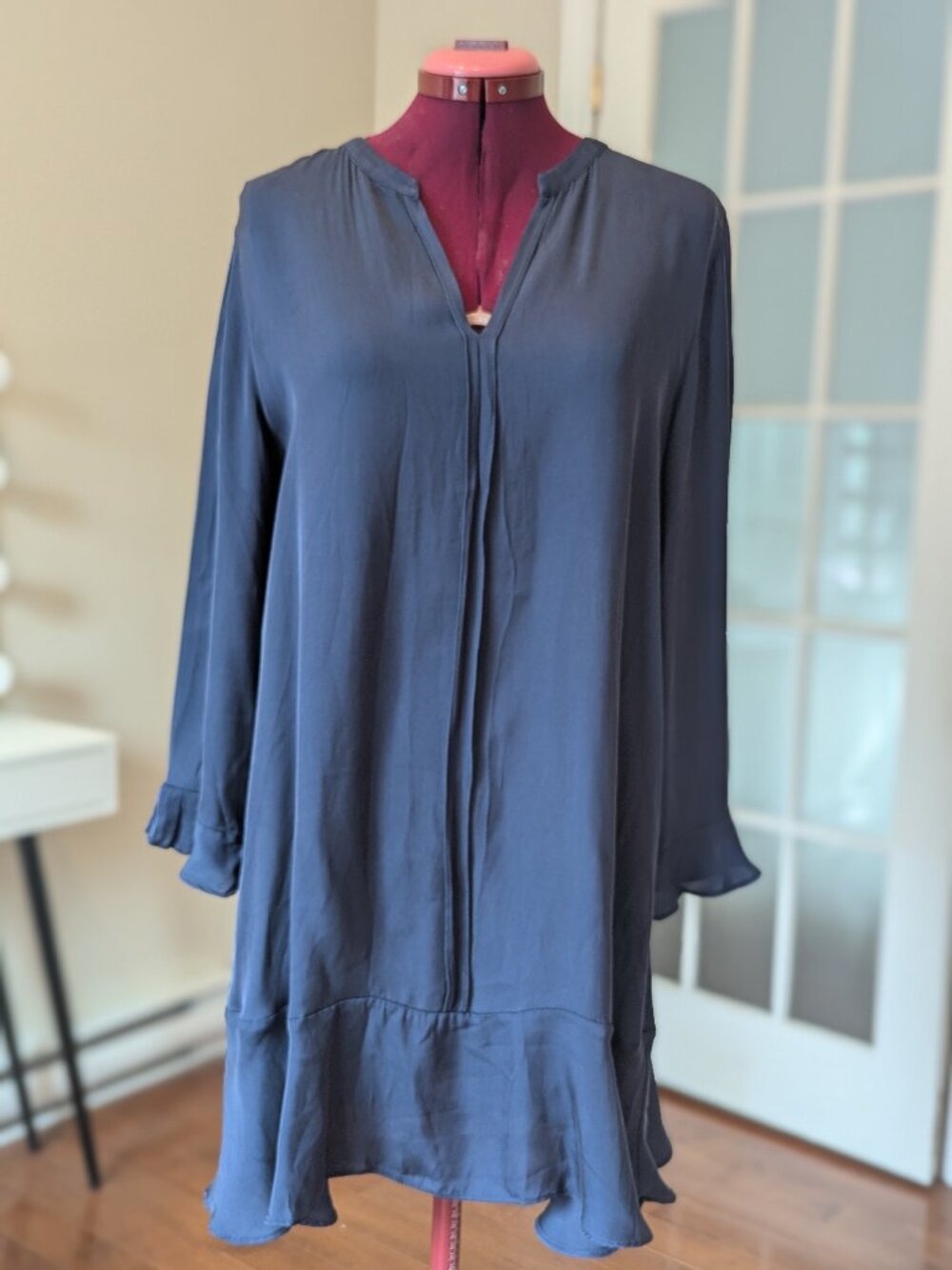 Repeat A-line Blue Silk Dress